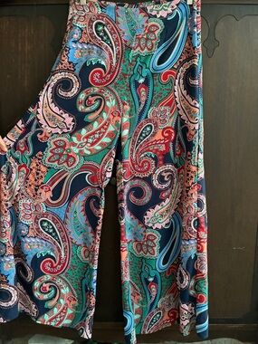 SHEIN Multicolor Paisley Wide Leg Jumpsuit Pants Size M US 6